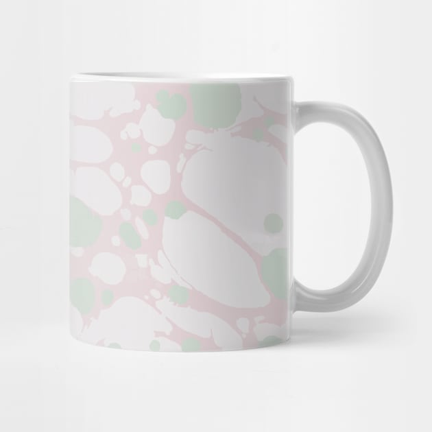 Pastel Paint Spill Pattern Green, Pink, White by fivemmPaper